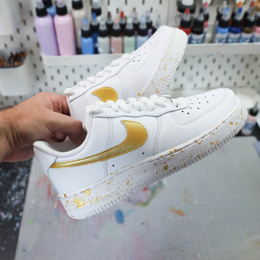 nike air force 1 splash gold baskets custom doré air force 1 doré sneakers custom af1 gold