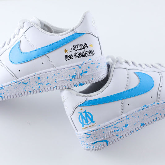 nike om air force 1 custom olympique de marseille OM baskets à jamais les premiers sneakers personnalisées pour homme