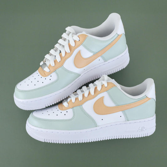 nike air force 1 custom pastel baskets custom nike pour femme sneakers personnalisées vert pastel af1 femme