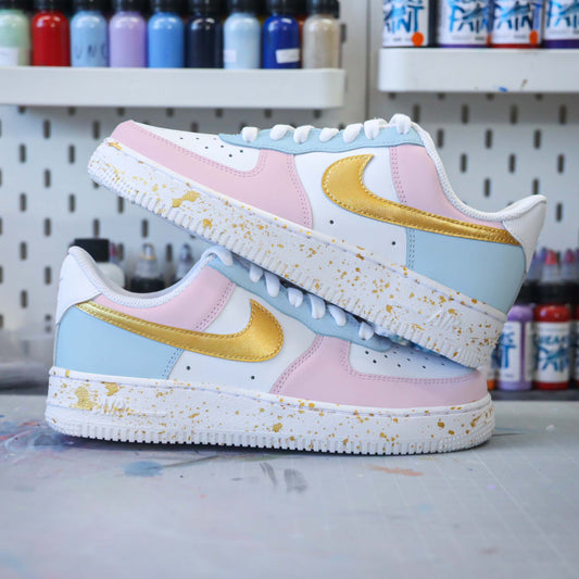 nike-air-force-1-personnalisee-doree-rose-bleu