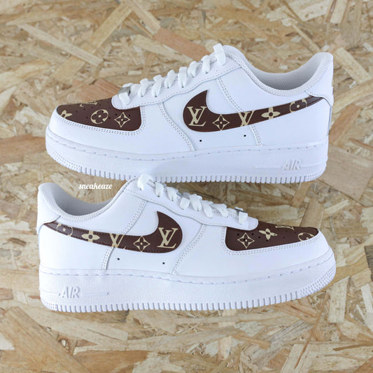 nike air force 1 custom LV beige marron sneakers homme af1 luxe hype