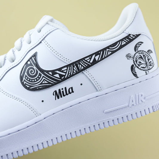 chaussures nike personnalisées art polynésien dessin tortue fait main
