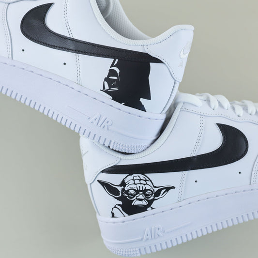 baskets custom star wars nike air force 1 fan art yoda dark vador sneakers uniques
