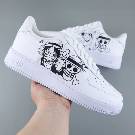 Nike Air Force 1 blanche custom One Piece édition artisanale manga