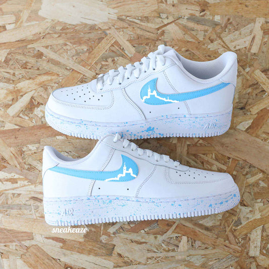 Baskets Nike personnalisées Air force 1 custom sur-mesure "Ligne de Marseille" sneakeaze customs skz