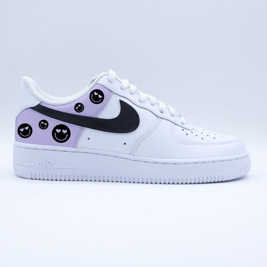 nike air force 1 custom handmade smiley violet fun