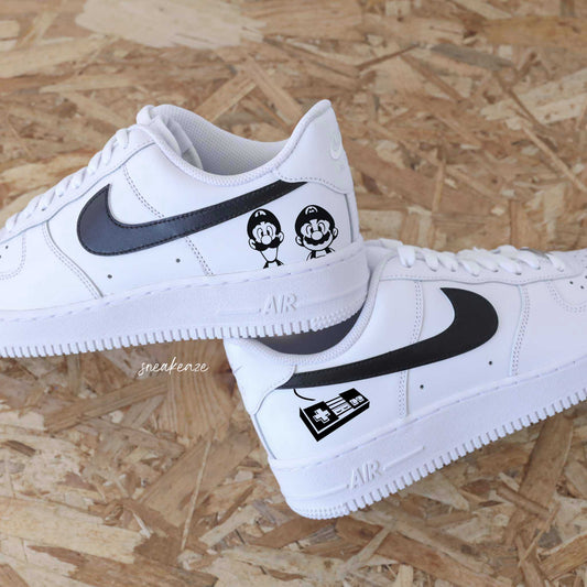 air force 1 blanche custom avec motifs mario bros