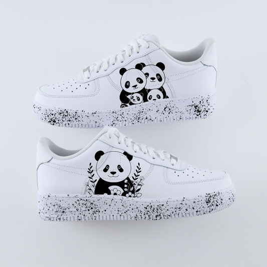 Nike Air Force 1 Custom Panda – Sneakers personnalisées avec design de pandas noirs et blancs