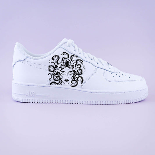 air force 1 personnalisée médusa dessin artistique noir et blanc