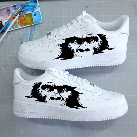 air force 1 blanche custom motif gorille détaillé