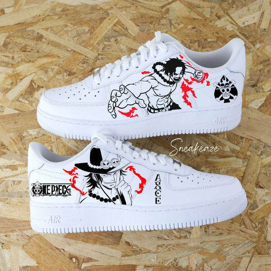 Baskets nike air force 1 custom Ace mango one piece japon sneakeaze custom