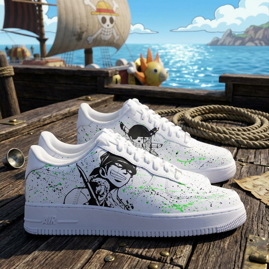 Sneakers personnalisées One Piece avec Luffy et Zoro