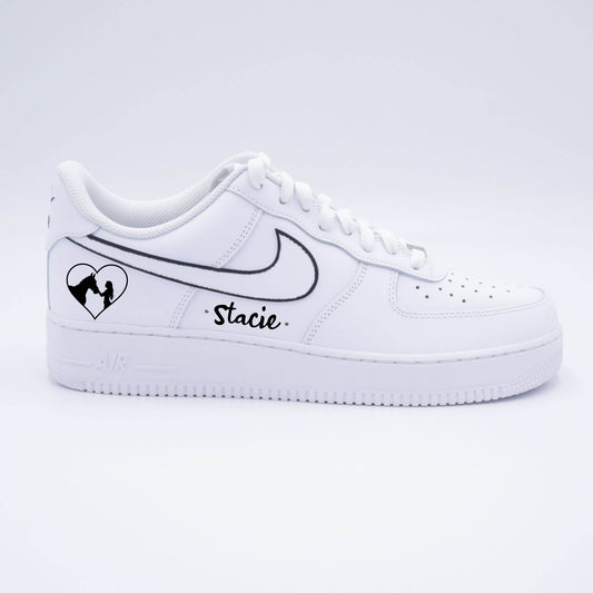 Basket Nike Air Force 1 personnalisée cheval silhouette noire équitation