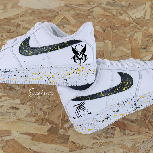 sneakers custom fan de wolverine design noir jaune