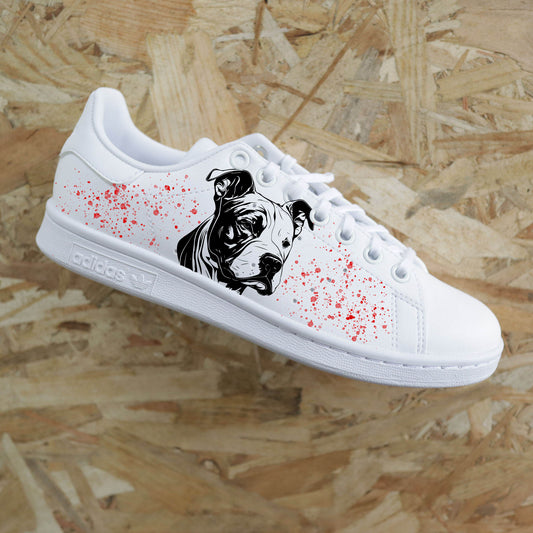 Baskets Stan Smith personnalisées pitbull pour amateurs de chiens et streetwear