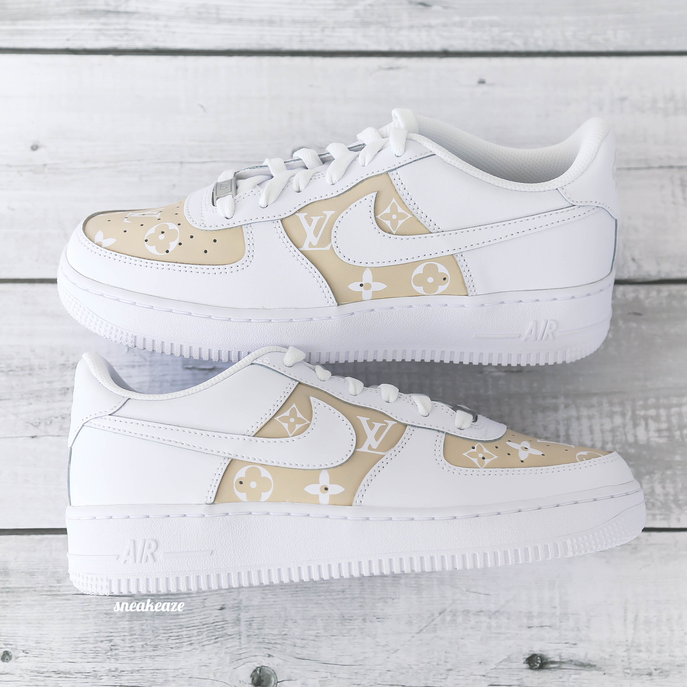 Nike air force 1 custom LV beige SNEAKEAZE CUSTOMS