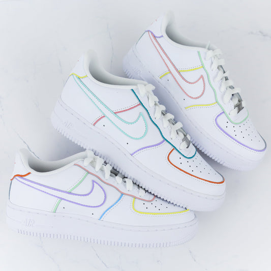 Nike Air Force 1 custom rainbow pastel Sneakeaze Customs édition limitée