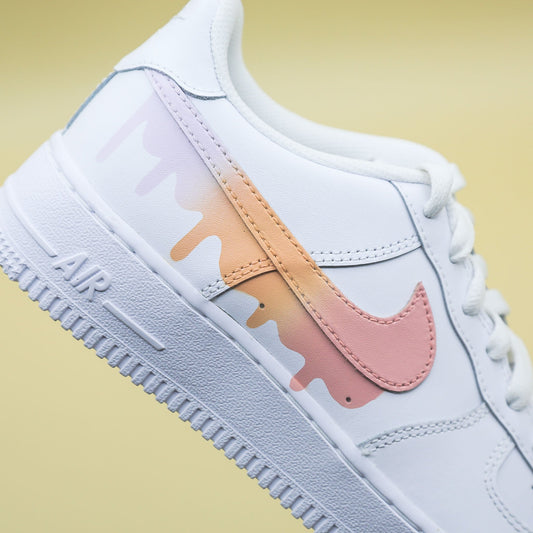 nike air force one custom drip, baskets personnalisées nike pastel pour femme sneakers custom unisexe handmade