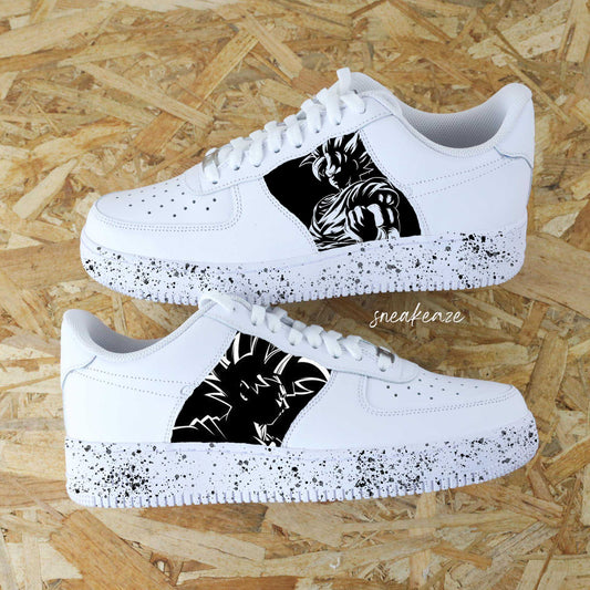 air force 1 custom anime goku peinture noire blanche