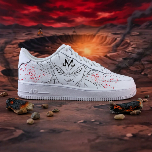 Sneakers personnalisées anime Majin Vegeta style manga streetwear