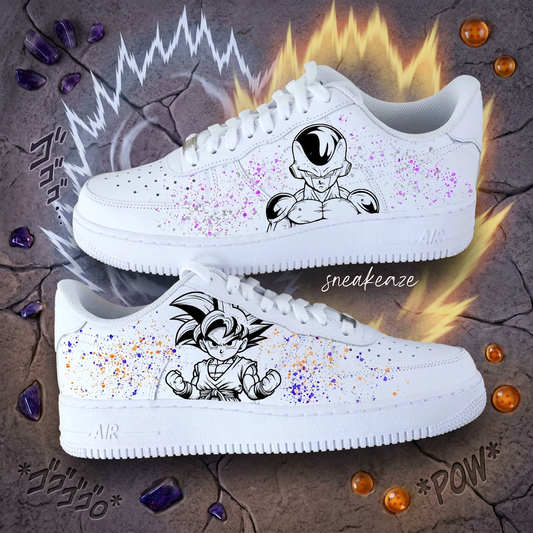 Sneakers personnalisées anime Goku vs Freezer style manga
