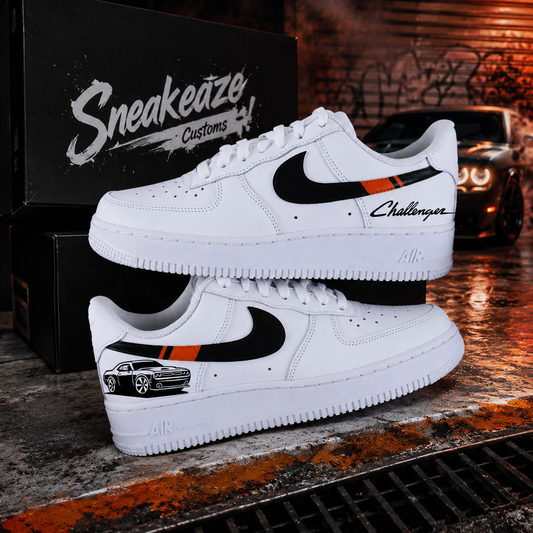 Sneakers personnalisées voiture américaine muscle car Challenger