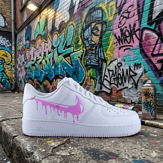 Sneakers personnalisées style street art et peinture drip