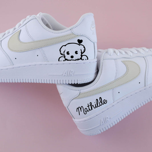 Air force one custom chien pastel baskets personnalisables fille