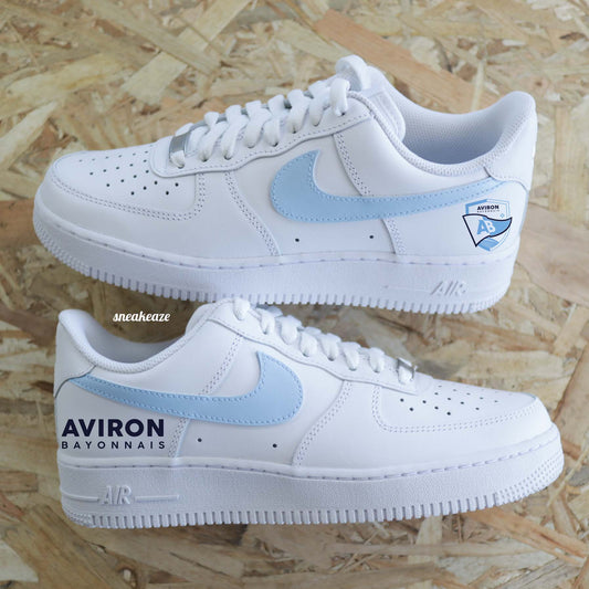 baskets Nike personnalisées Air force 1 custom sur-mesure SPORT Aviron Bayonnais sneakeaze customs SKZ