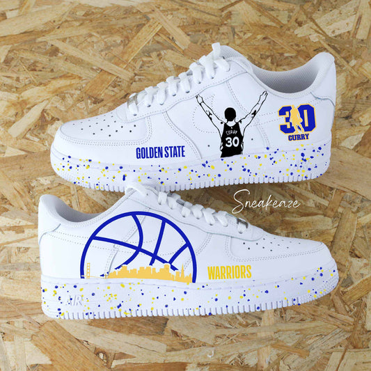 Nike Air Force 1 Custom - Golden State x Curry basketball sneakeaze custom