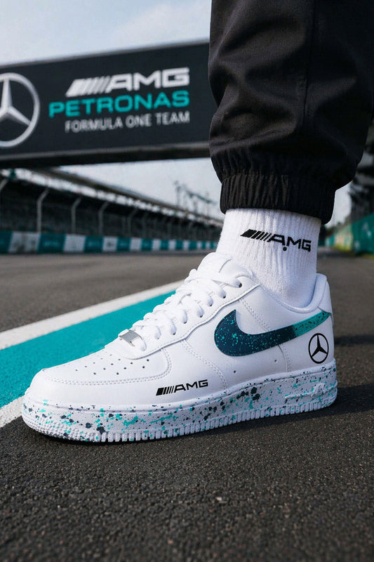 Sneakers Nike AF1 custom édition spéciale Formule 1 Mercedes