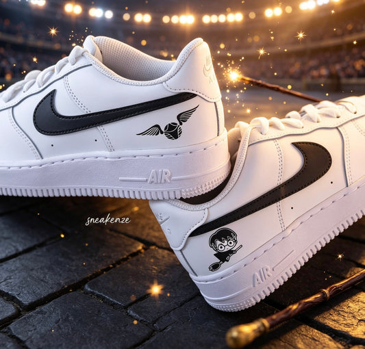 Nike AF1 unique personnalisée par Sneakeaze Customs thème Harry Potter