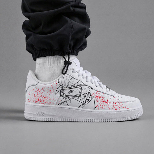 Chaussures Nike Air Force 1 peintes à la main motif Kakashi Hatake