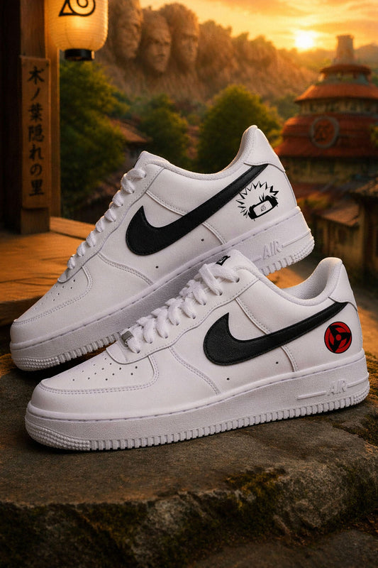 Nike AF1 unique personnalisée par Sneakeaze Customs thème Naruto