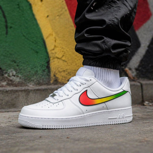 Sneakers Air Force 1 personnalisées inspirées par la culture Jamaïque et Bob Marley