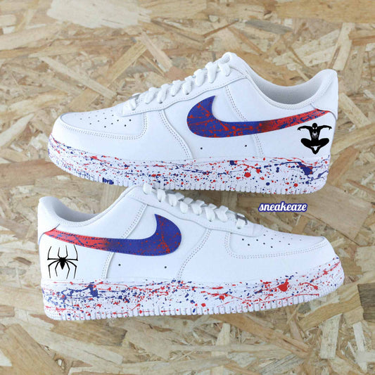 Baskets Nike personnalisées Air force 1 custom sur-mesure "Spiderman" sneakeaze customs skz