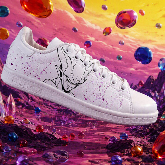 Sneaker customisée Dragon Ball Z sur base Adidas Stan Smith pour les fans d'anime et de streetwear