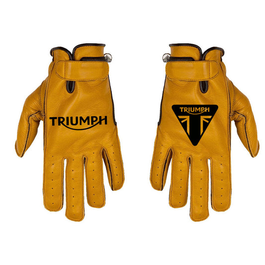 Gants Triumph custom en cuir camel beige style cafe racer scrambler vintage