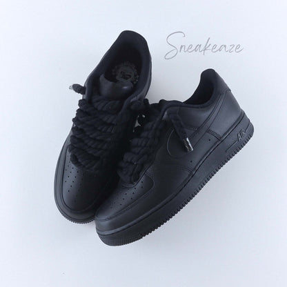 baskets nike air force 1 custom rope laces - lacets corde noir sneakeaze skz custom