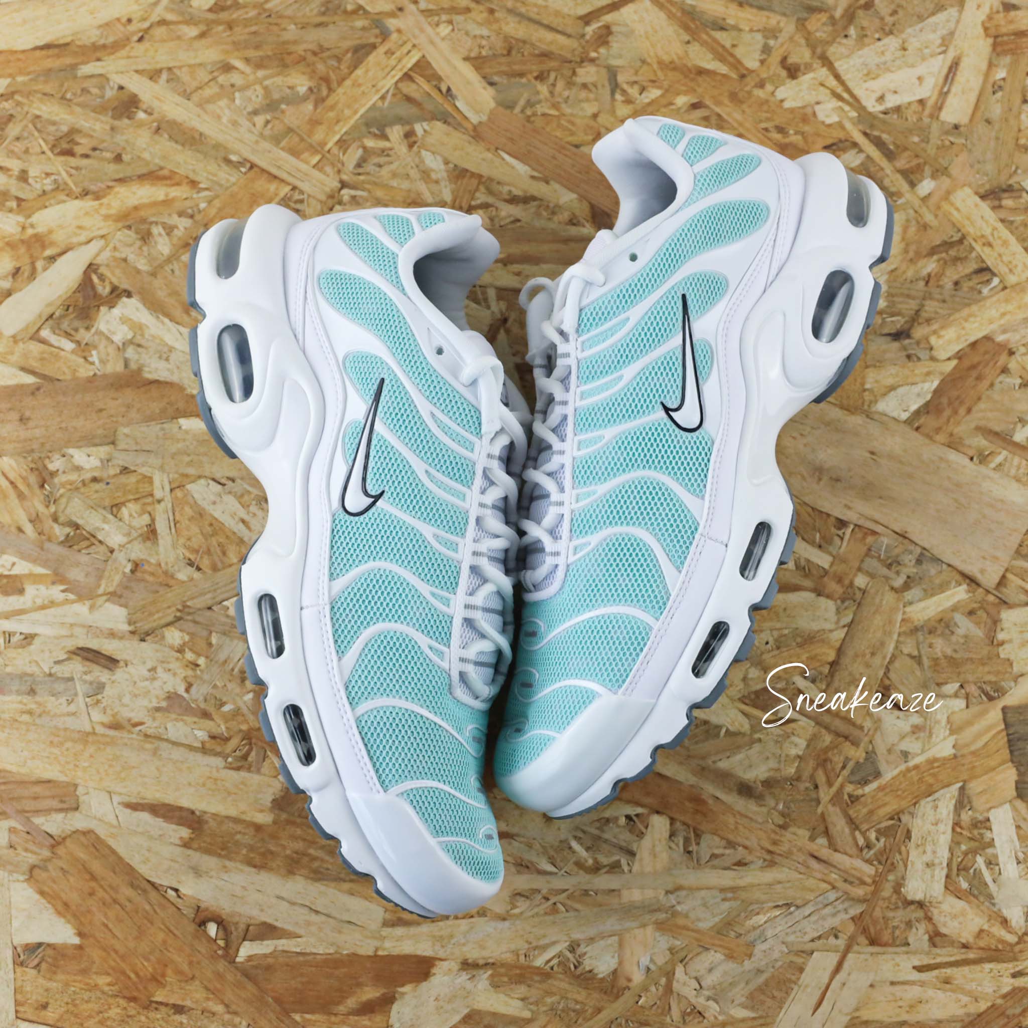 Nike Air Max Plus Tn Vert d eau pastel Air max Tuned personnalisee a la main pour homme et femme SNEAKEAZE CUSTOMS