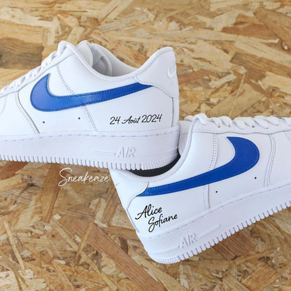 baskets nike air force 1 custom mariage inscription des initiales et date du mariage wedding sneakeaze customs skz