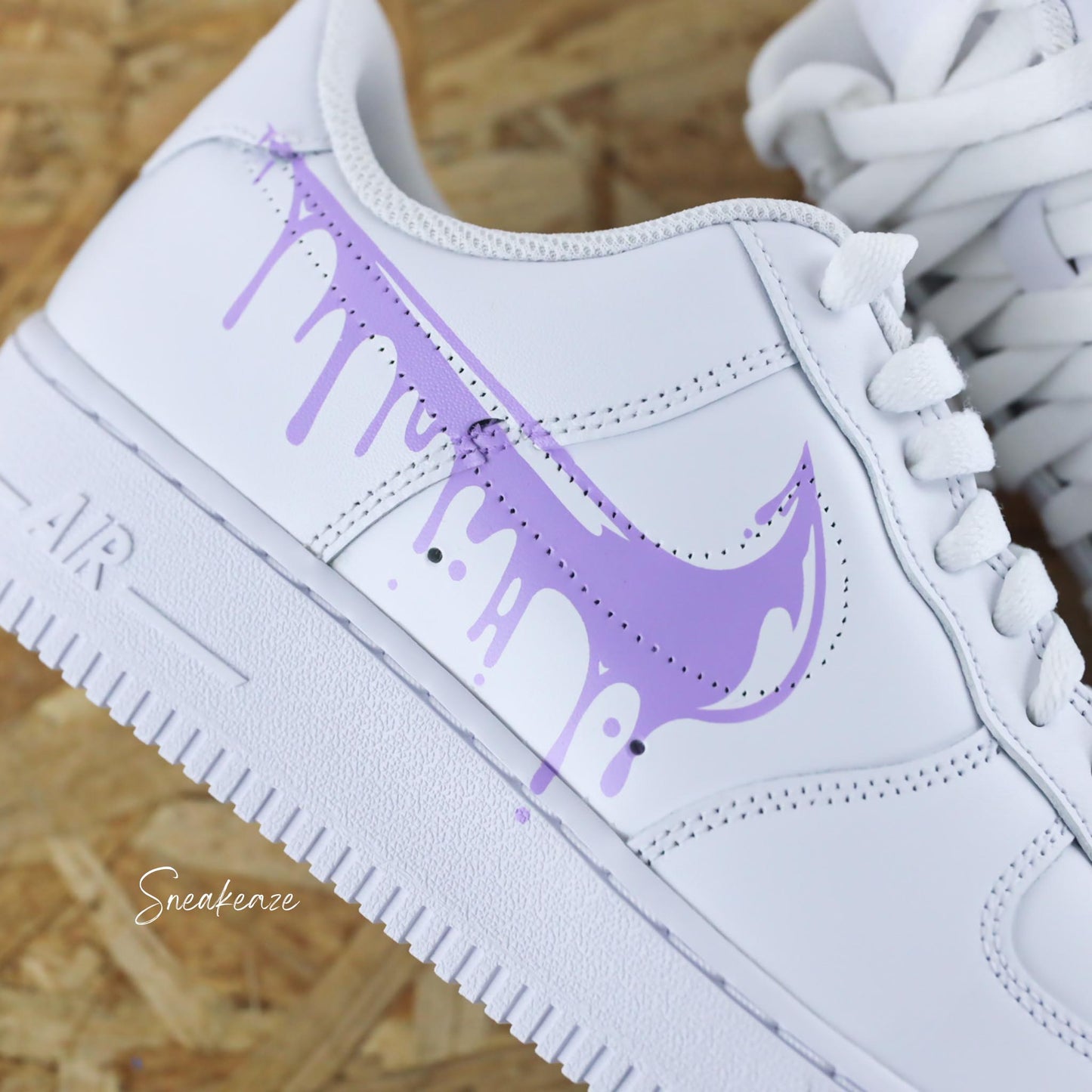 nike air force 1 custom drip  violet clair pastel sneakeaze customs sneakers personnalisées