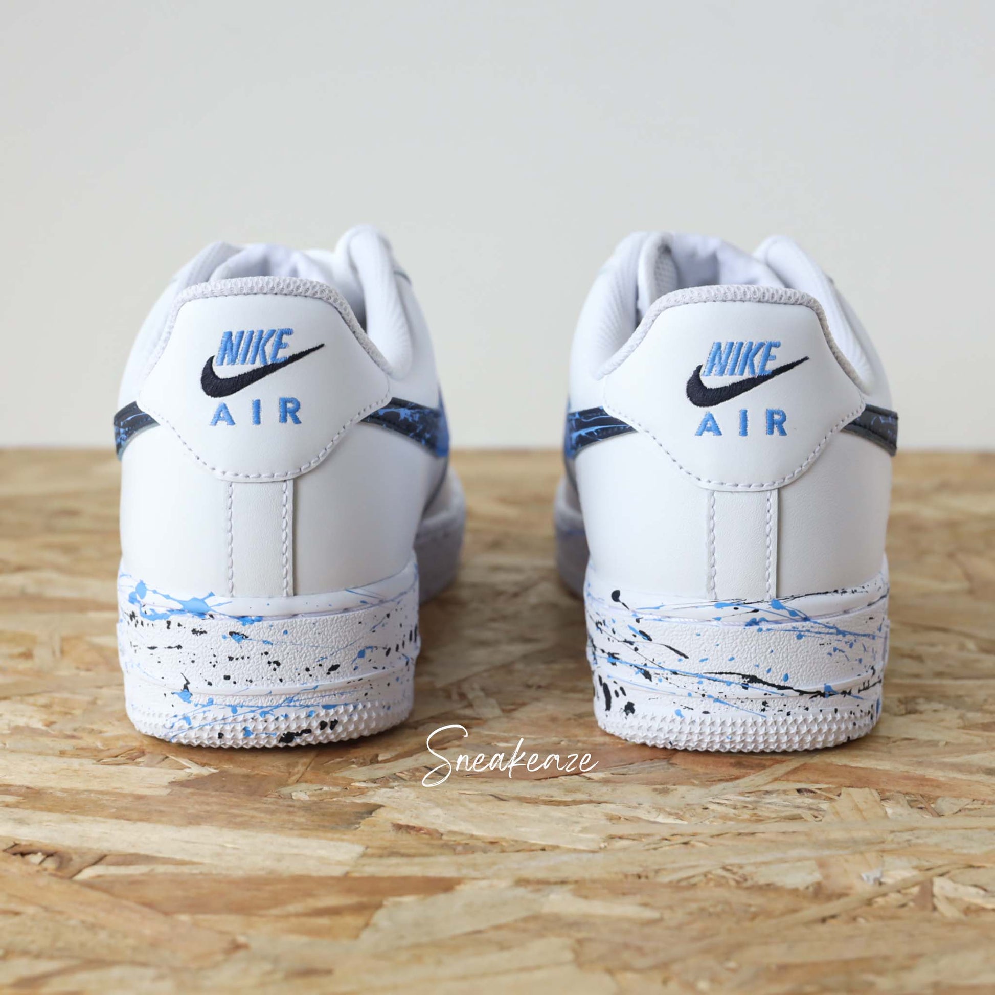 baskets nike air force 1 custom splash bleu sneakers af1 sneakeaze