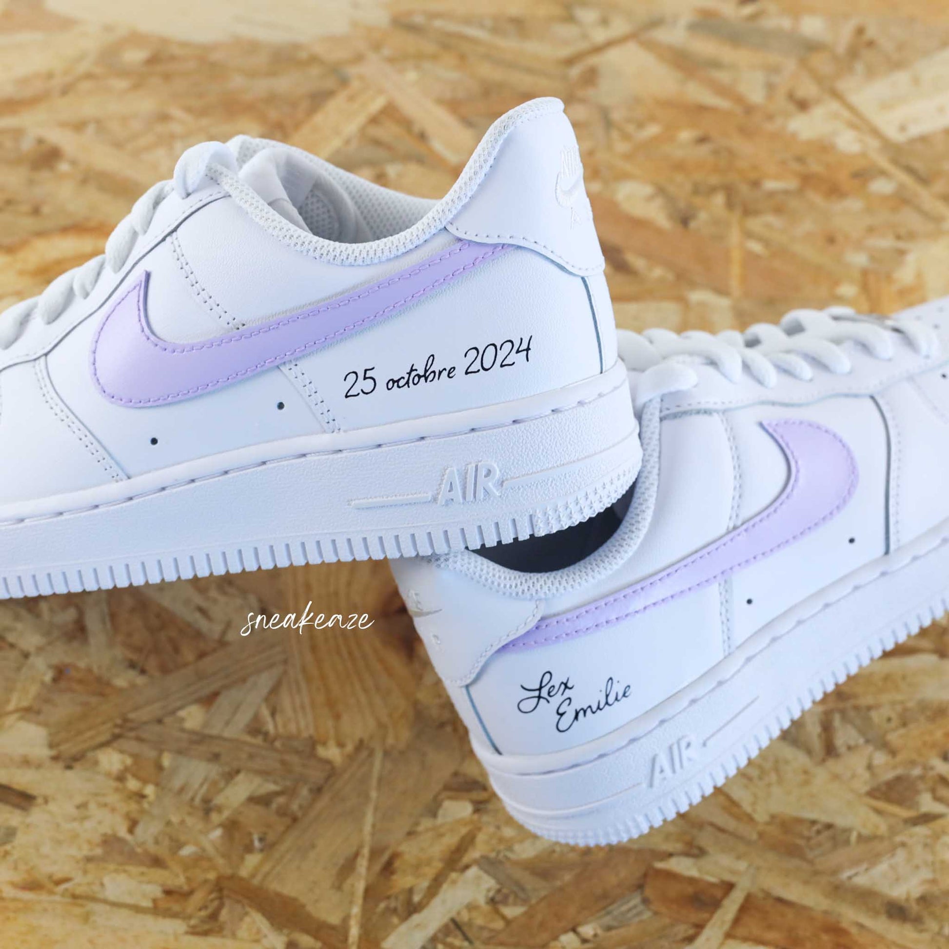 baskets nike air force 1 custom mariage inscription des initiales et date du mariage wedding sneakeaze customs skz