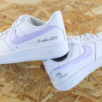 baskets nike air force 1 custom mariage inscription des initiales et date du mariage wedding sneakeaze customs skz