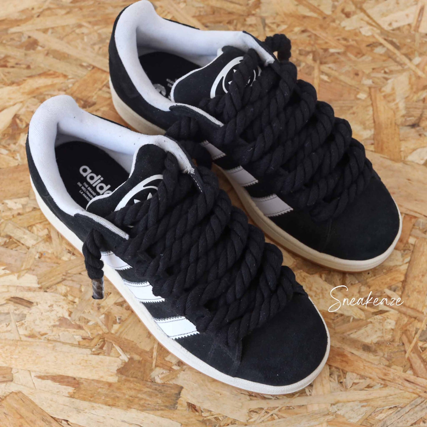 baskets Adidas Campus custom - chaussures personnalisées rope laces gros lacets custom sneakeaze custom skz