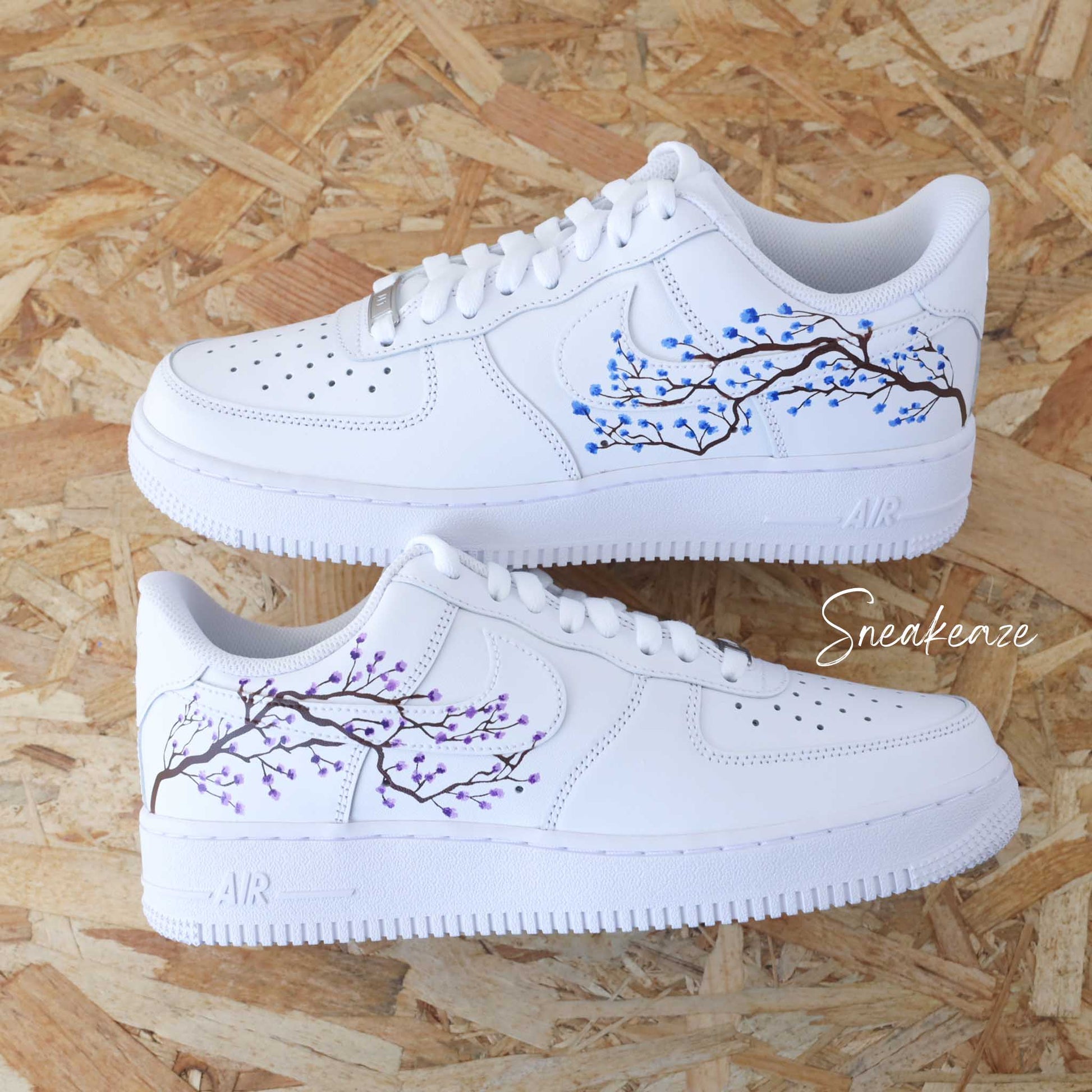nike personnalisées à la main air force 1 custom sakura cherry blossom pastel sneakers af1 sneakeaze
