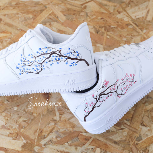 nike personnalisées à la main air force 1 custom sakura cherry blossom pastel sneakers af1 sneakeaze