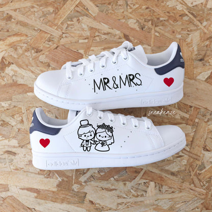 baskets adidas stan smith custom - personnalisation de sneakers de mariage wedding unisexe peinte à la main sneakeaze customs skz Wedding Custom 