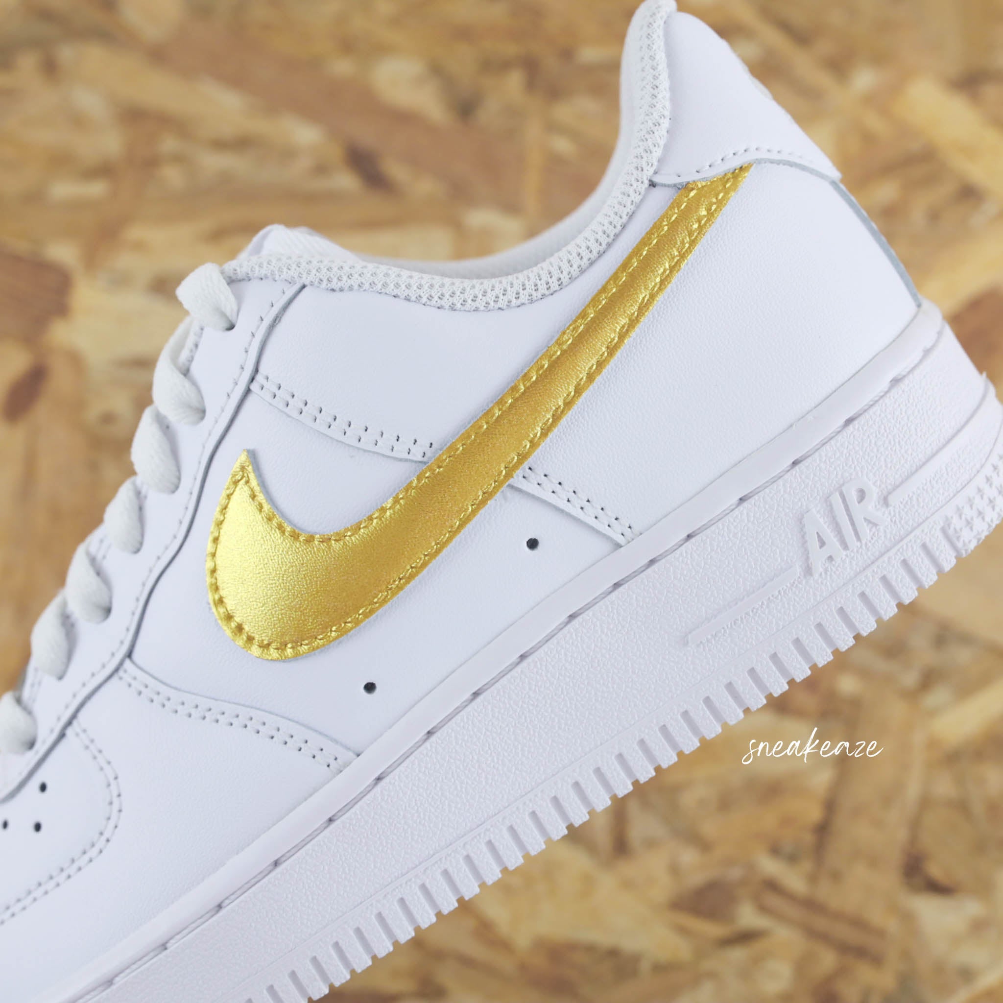 Nike Air Force 1 custom Gold SNEAKEAZE CUSTOMS